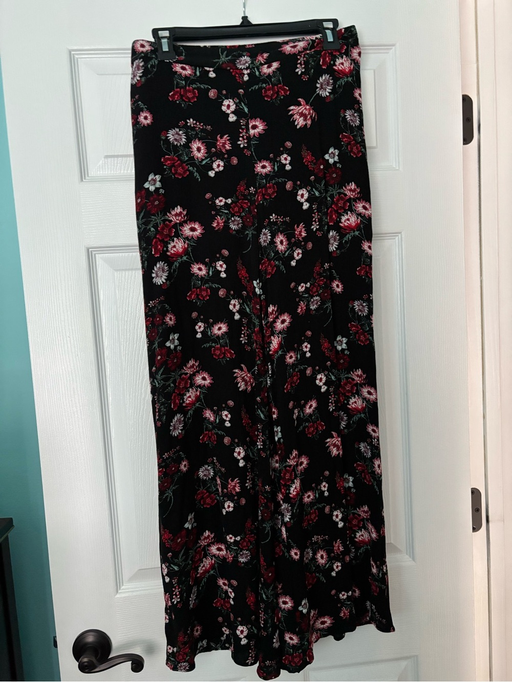 Black Floral Flair Pants - Women's Elegant Floral Print